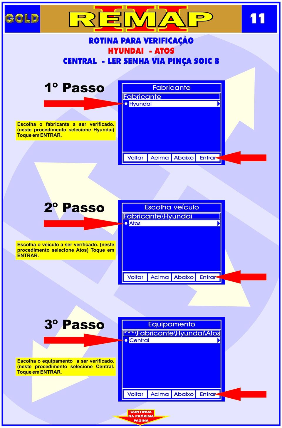 2º Passo Escolha veículo Fabricante\Hyundai Atos Escolha o veículo a ser verificado.