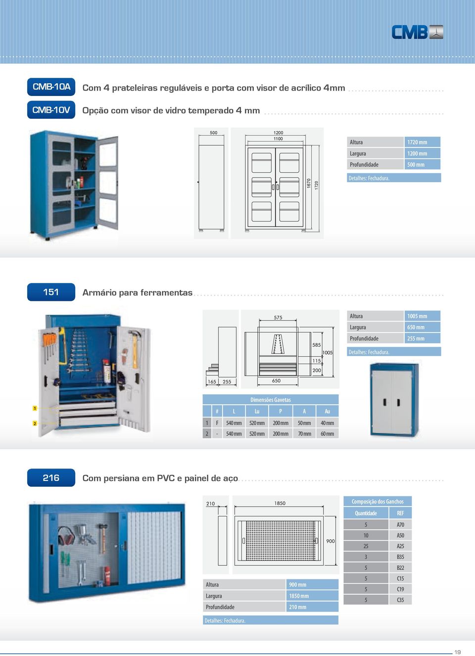 Detalhes: F 540 mm 50 mm 00 mm 50 mm 40 mm - 540 mm 50 mm 00 mm 70 mm 60 mm 6 Com persiana em PVC e painel