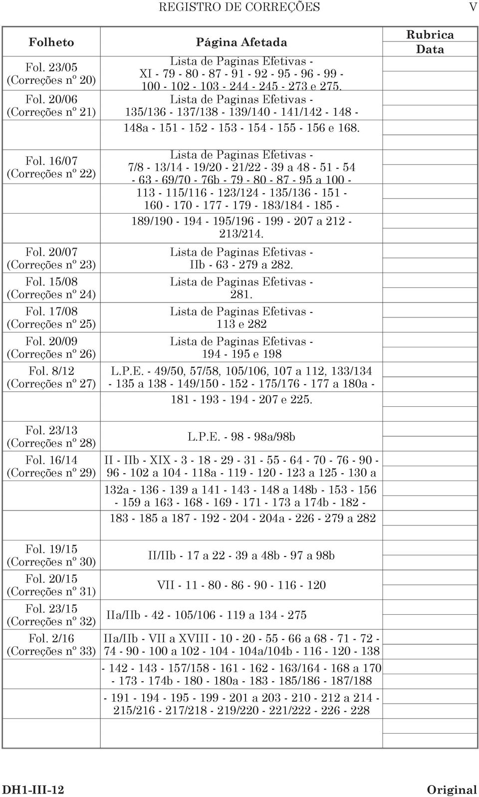 Lista de Paginas Efetivas - 13/136-137/138-139/1-141/142-148 - 148a - 11-12 - 13-14 - 1-16 e 168.