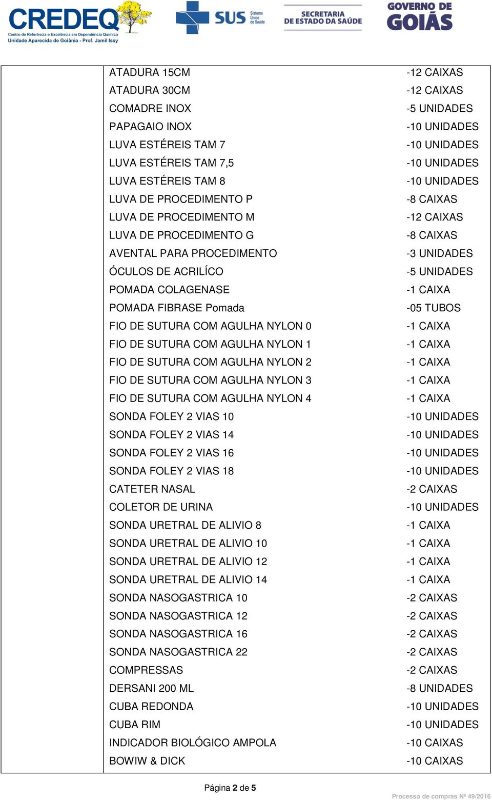 NYLON 3 FIO DE SUTURA COM AGULHA NYLON 4 SONDA FOLEY 2 VIAS 10 SONDA FOLEY 2 VIAS 14 SONDA FOLEY 2 VIAS 16 SONDA FOLEY 2 VIAS 18 CATETER NASAL COLETOR DE URINA SONDA URETRAL DE ALIVIO 8 SONDA URETRAL