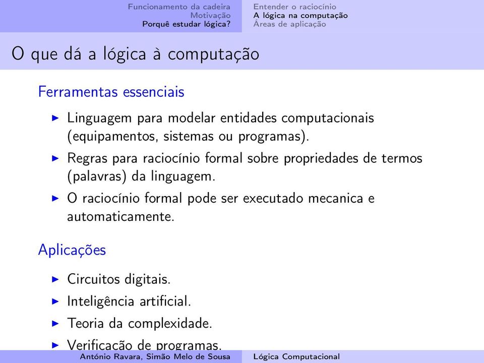 Regras para raciocínio formal sobre propriedades de termos (palavras) da linguagem.