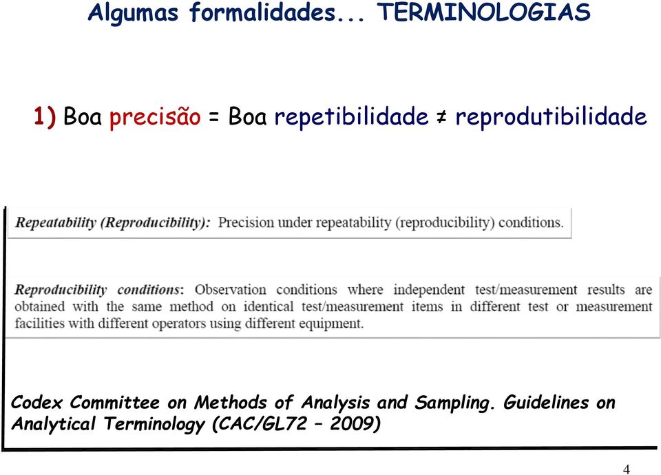 repetibilidade reprodutibilidade Codex Committee