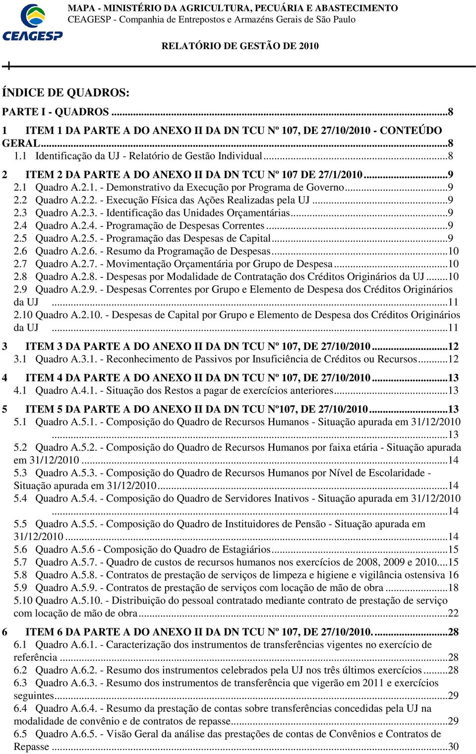 ..9 2.3 Quadro A.2.3. - Identificação das Unidades Orçamentárias...9 2.4 Quadro A.2.4. - Programação de Despesas Correntes...9 2.5 Quadro A.2.5. - Programação das Despesas de Capital...9 2.6 Quadro A.