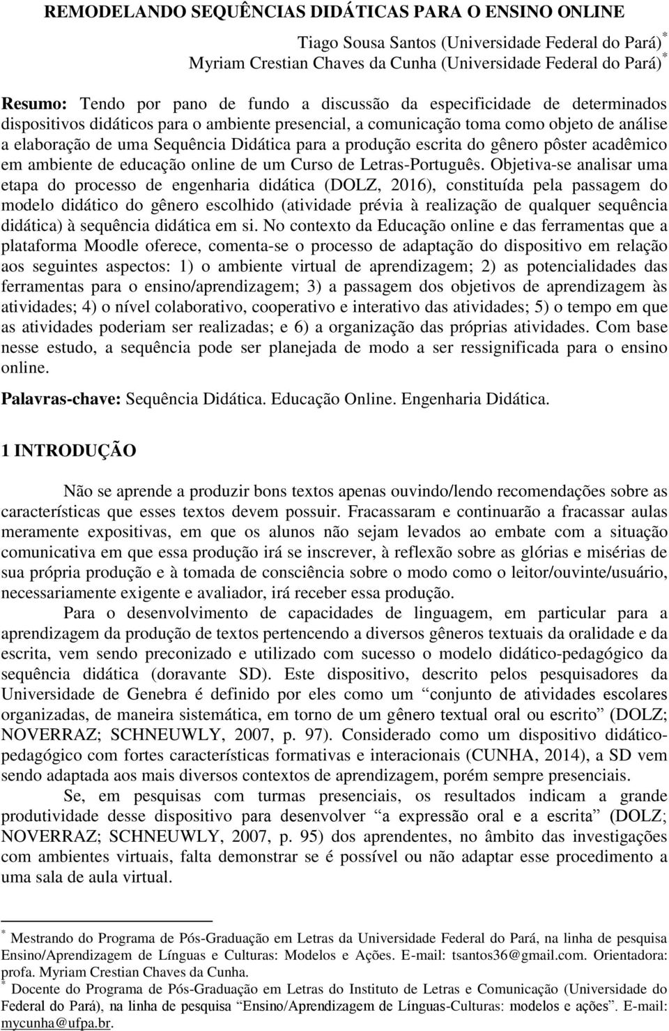 escrita do gênero pôster acadêmico em ambiente de educação online de um Curso de Letras-Português.