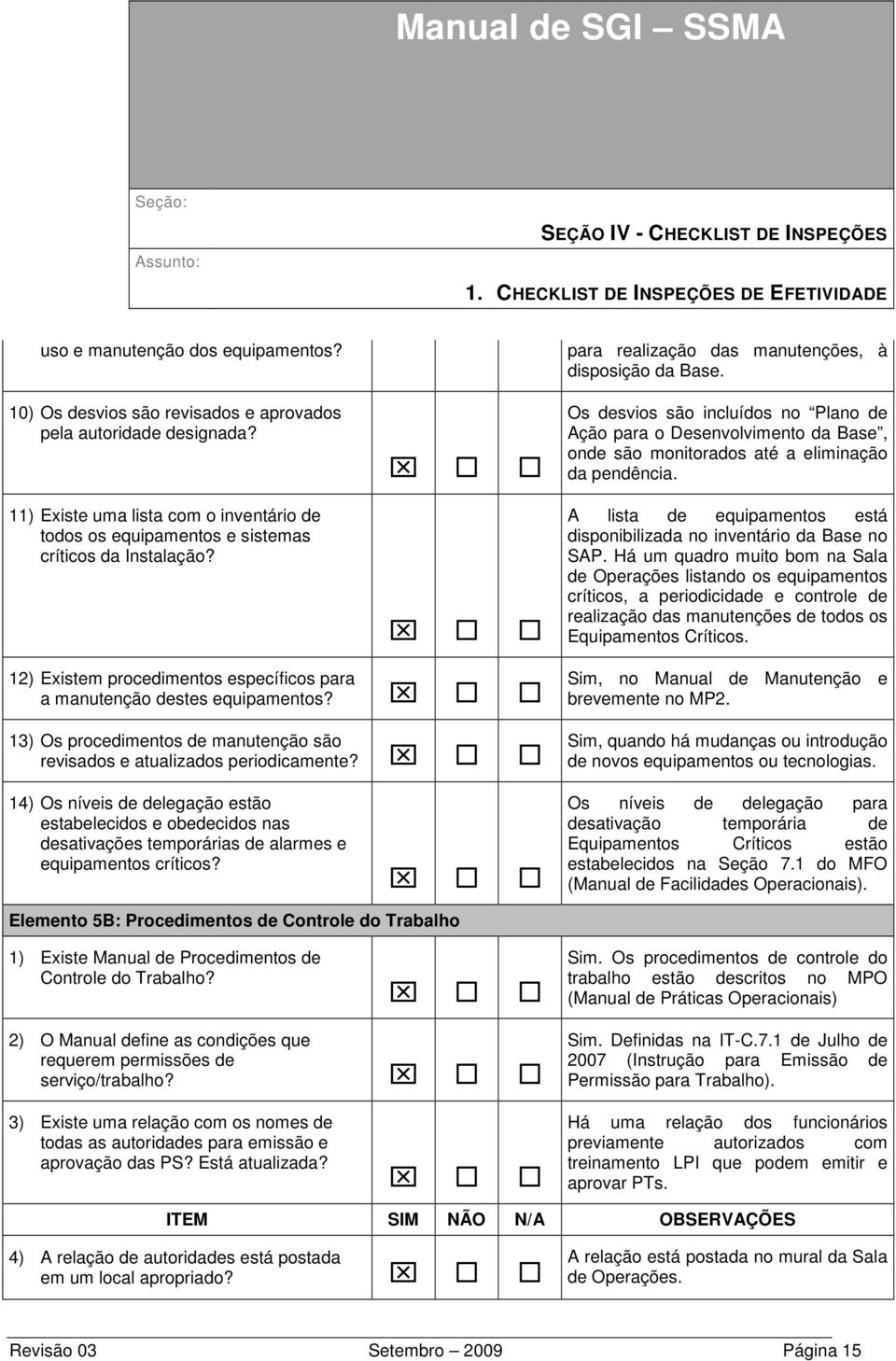 A lista de equipamentos está disponibilizada no inventário da Base no SAP.