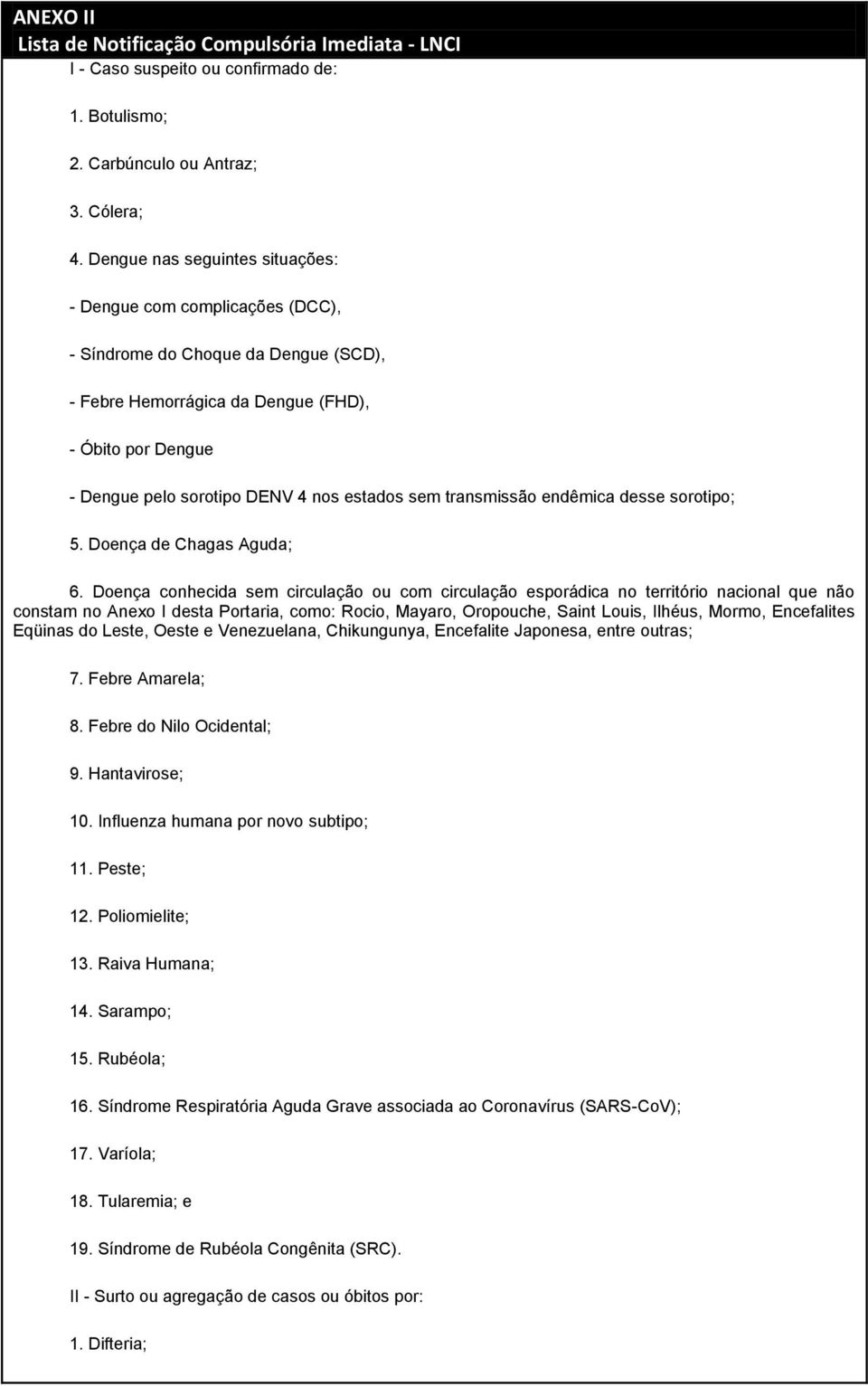 estados sem transmissão endêmica desse sorotipo; 5. Doença de Chagas Aguda; 6.