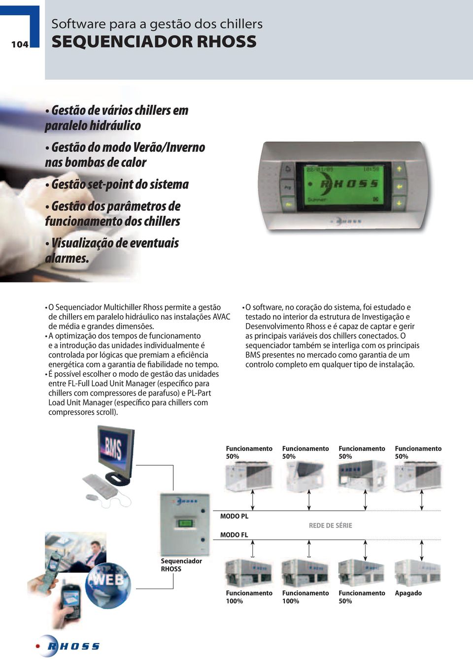 O Sequenciador Multichiller Rhoss permite a gestão de chillers em paralelo hidráulico nas instalações AVAC de média e grandes dimensões.