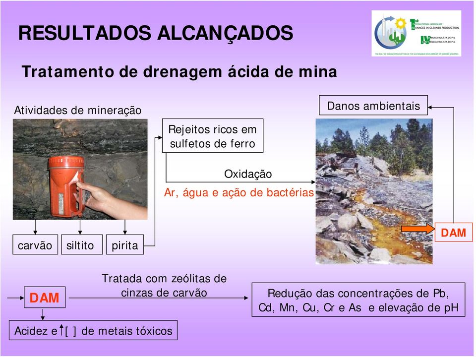 ambientais carvão siltito pirita DAM DAM Tratada com zeólitas de cinzas de carvão