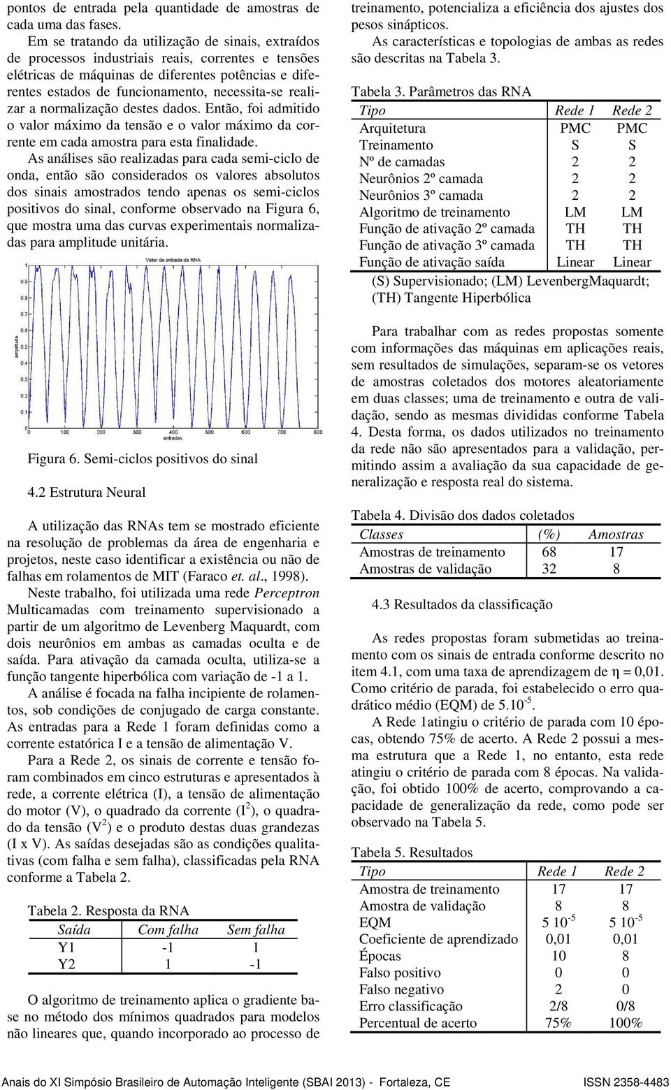 para esta finalidade As análises são realizadas para cada semi-ciclo de onda, então são considerados os valores absolutos dos sinais amostrados tendo apenas os semi-ciclos positivos do sinal,