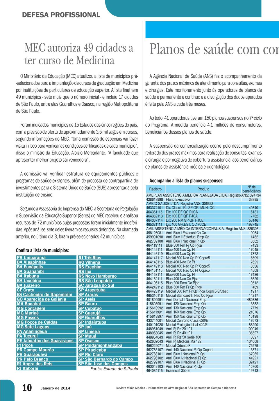 A lista final tem 49 municípios - sete mais que o número inicial - e incluiu 17 cidades de São Paulo, entre elas Guarulhos e Osasco, na região Metropolitana de São Paulo.