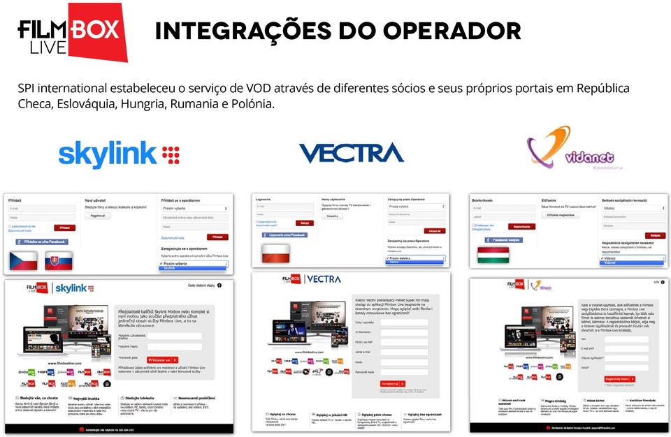 diferentes sócios e seus próprios portais em