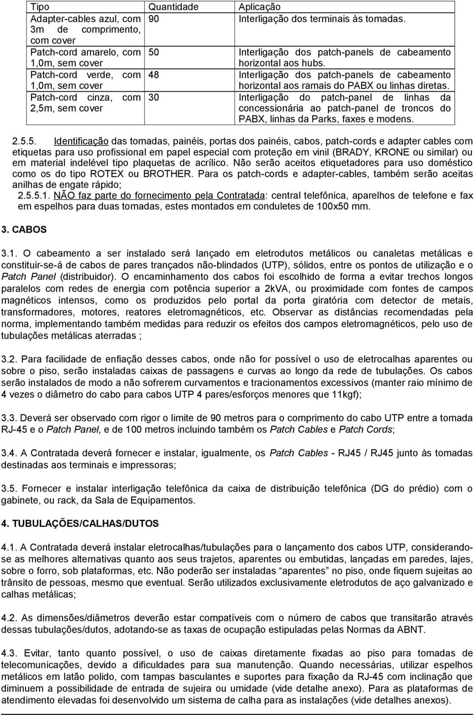 Patch-cord verde, com 48 Interligação dos patch-panels de cabeamento 1,0m, sem cover horizontal aos ramais do PABX ou linhas diretas.