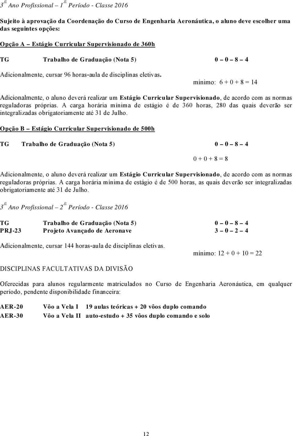 mínimo: 6 + 0 + 8 = 14 Adicionalmente, o aluno deverá realizar um Estágio Curricu lar Supervisionado, de acordo com as normas reguladoras próprias.