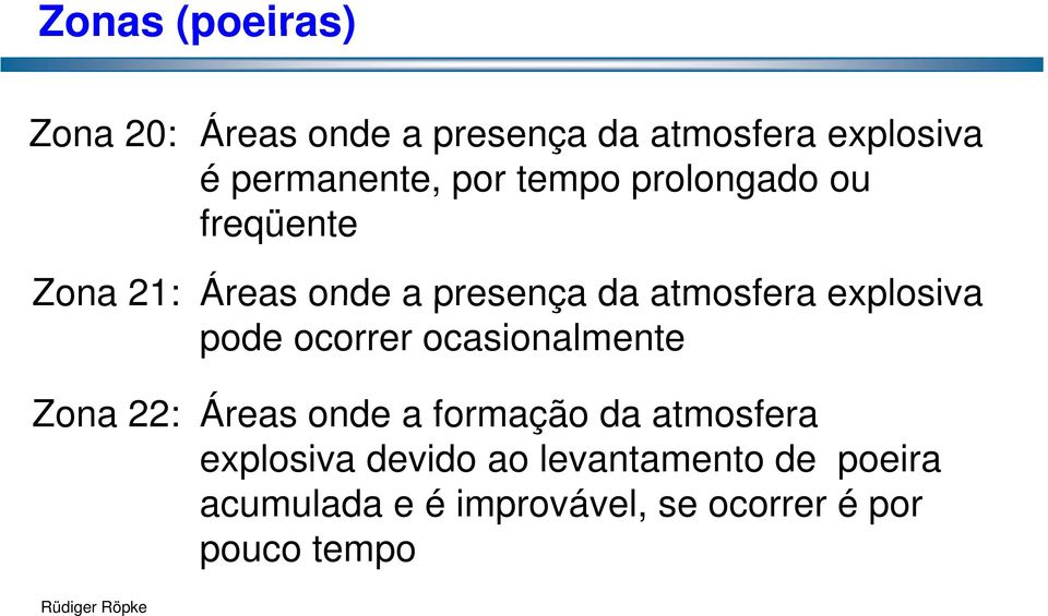 explosiva pode ocorrer ocasionalmente Zona 22: Áreas onde a formação da atmosfera