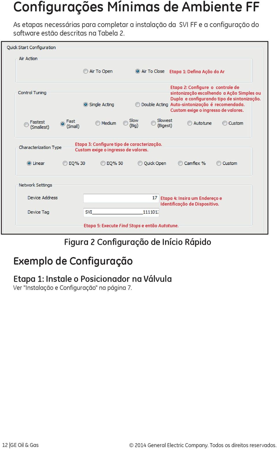 Custom exige o ingresso de valores. Etapa 3: Configure tipo de caracterização. Custom exige o ingresso de valores. Etapa 4: Insira um Endereço e Identificação de Dispositivo.