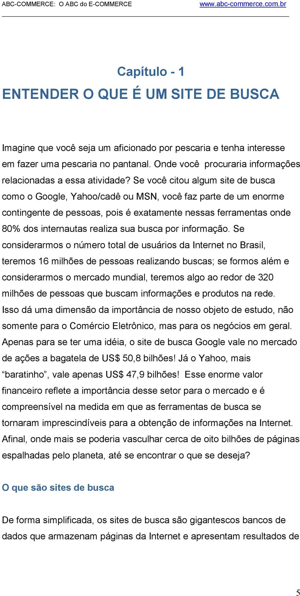 Se você citou algum site de busca como o Google, Yahoo/cadê ou MSN, você faz parte de um enorme contingente de pessoas, pois é exatamente nessas ferramentas onde 80% dos internautas realiza sua busca