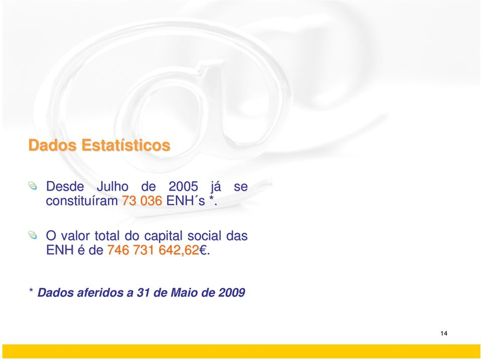 se O valor total do capital social das ENH é