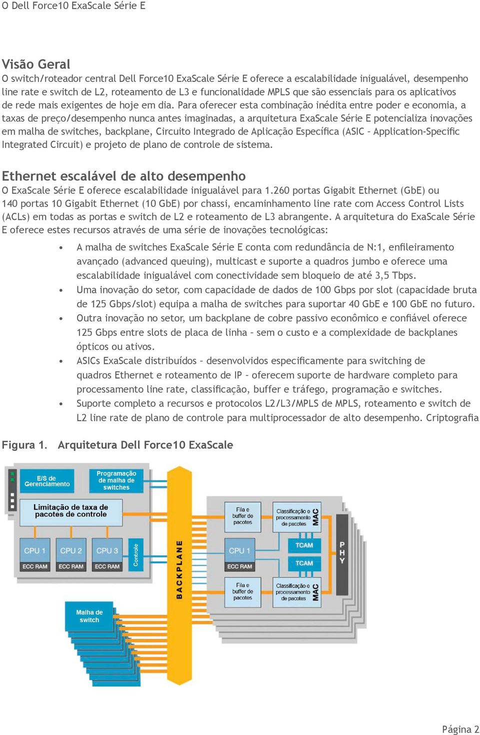 Para oferecer esta combinação inédita entre poder e economia, a taxas de preço/desempenho nunca antes imaginadas, a arquitetura ExaScale Série E potencializa inovações em malha de switches,