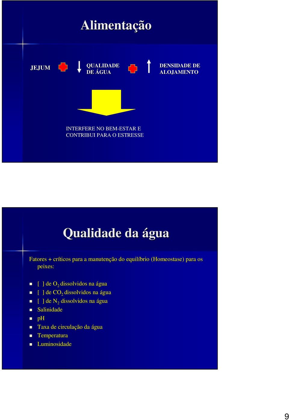 (Homeostase( Homeostase) ) para os peixes: [ ] de O 2 dissolvidos na água [ ] de CO 2