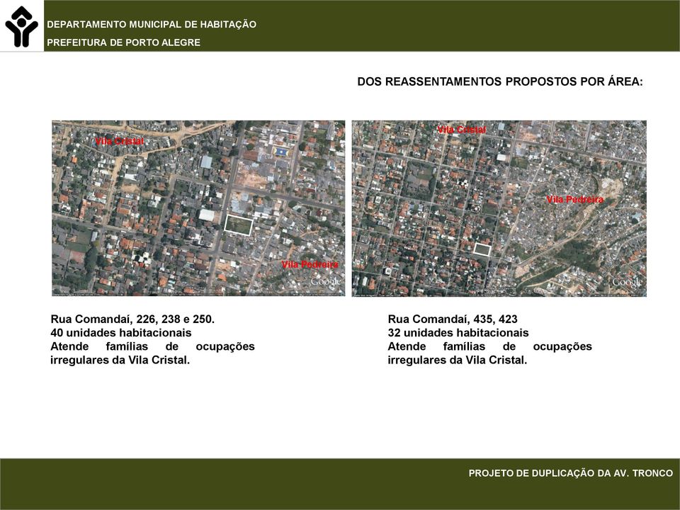 250. 40 unidades habitacionais irregulares da Vila Cristal.