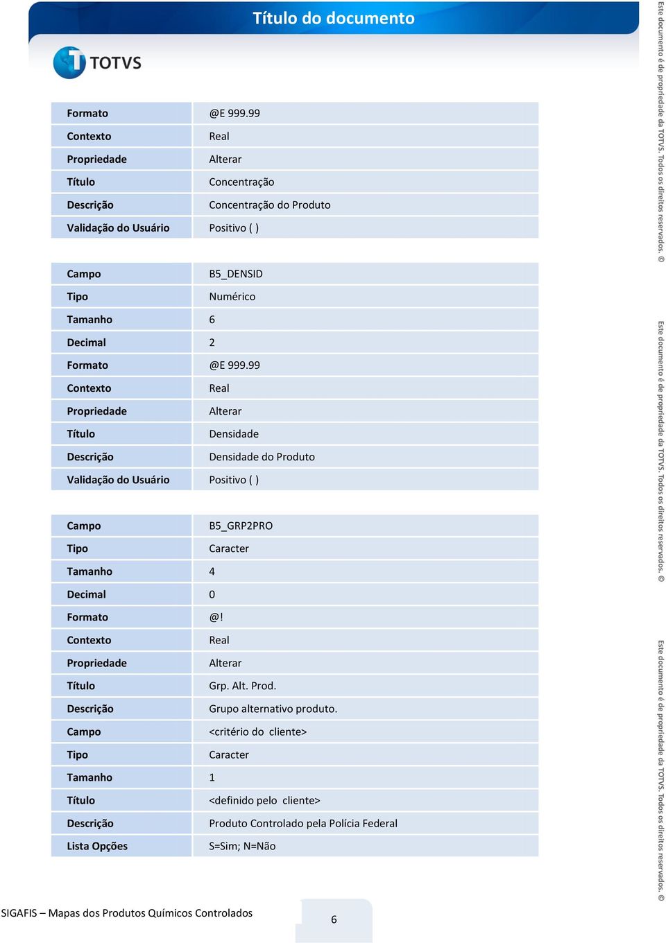 Tamanho 6 Decimal 2 Formato @E 999.