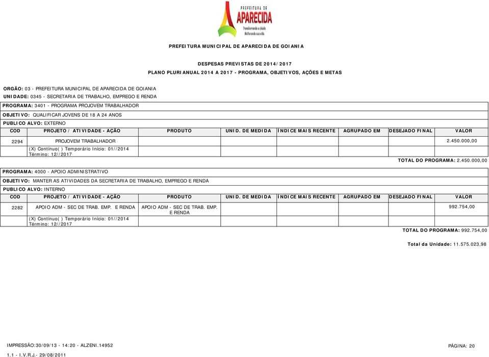 000,00 TOTAL DO PROGRAMA: 2.450.