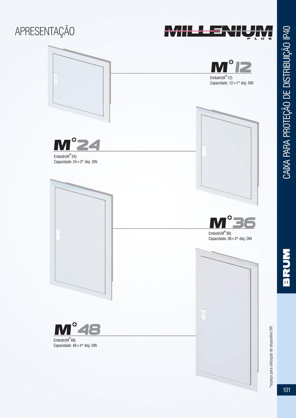 DIN P L U S CAIXA PARA PROTEÇÃO DE DISTRIBUIÇÃO IP40 M+ 36) Embutir(M