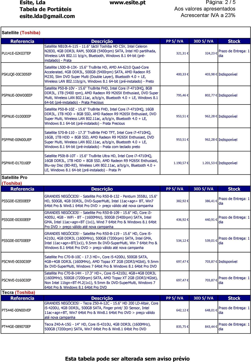 1 64-bit (préinstalado) - Prata PSKUQE-00C005EP PSPNUE-00W00EEP PSPNUE-01000EEP Satellite L50D-B-13X- 15.