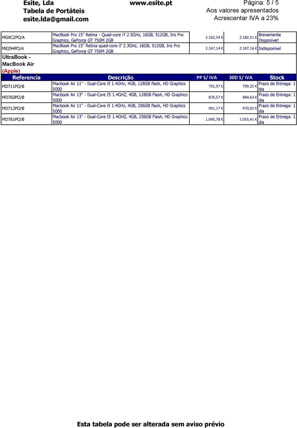 182,51 Brevemente 2.167,14 2.187,16 Indisponível MD711PO/B Macbook Air 11" - Dual-Core i5 1.