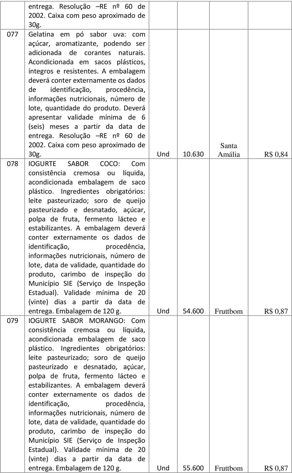 Deverá apresentar validade mínima de 6 (seis) meses a partir da data de entrega. Resolução RE nº 60 de 2002. Caixa com peso aproximado de 30g. Und 10.