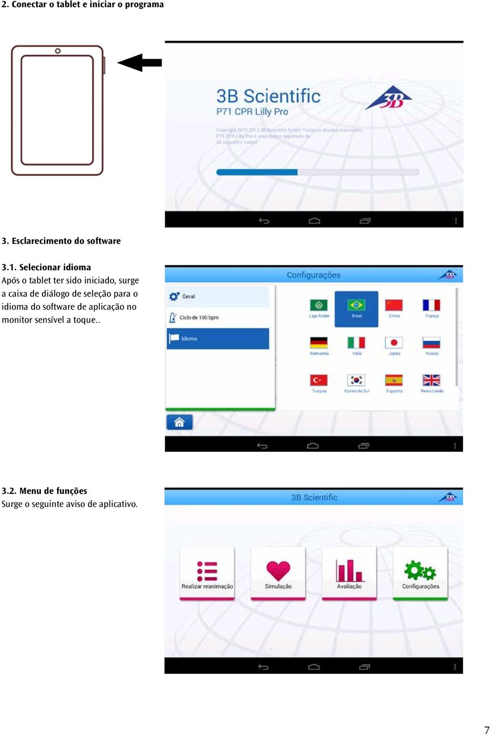 diálogo de seleção para o idioma do software de aplicação no monitor