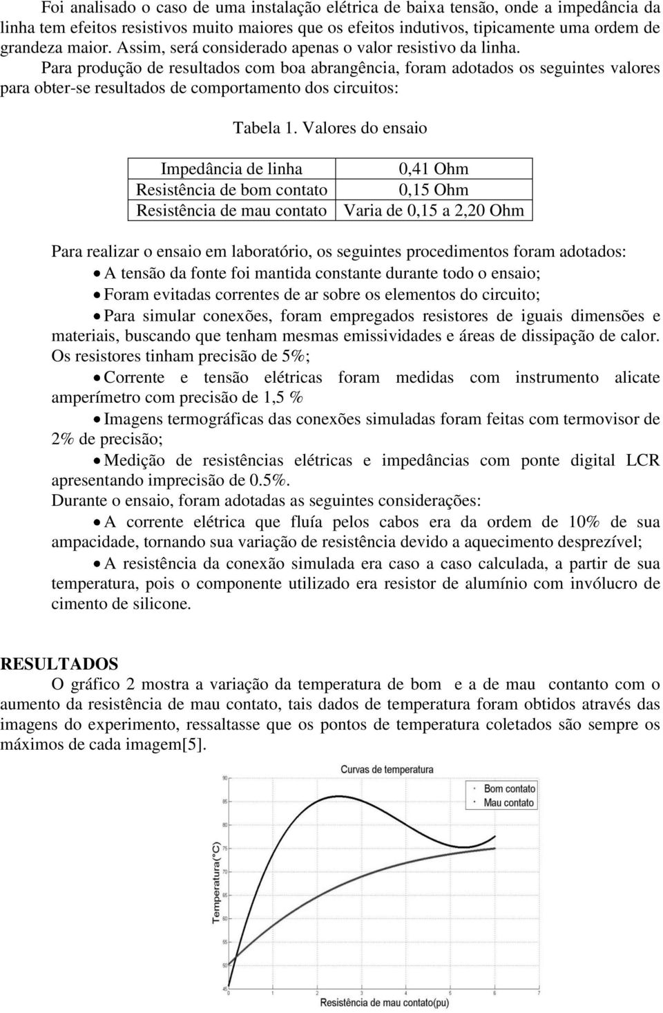 Para produção de resultados com boa abrangência, foram adotados os seguintes valores para obter-se resultados de comportamento dos circuitos: Tabela 1.