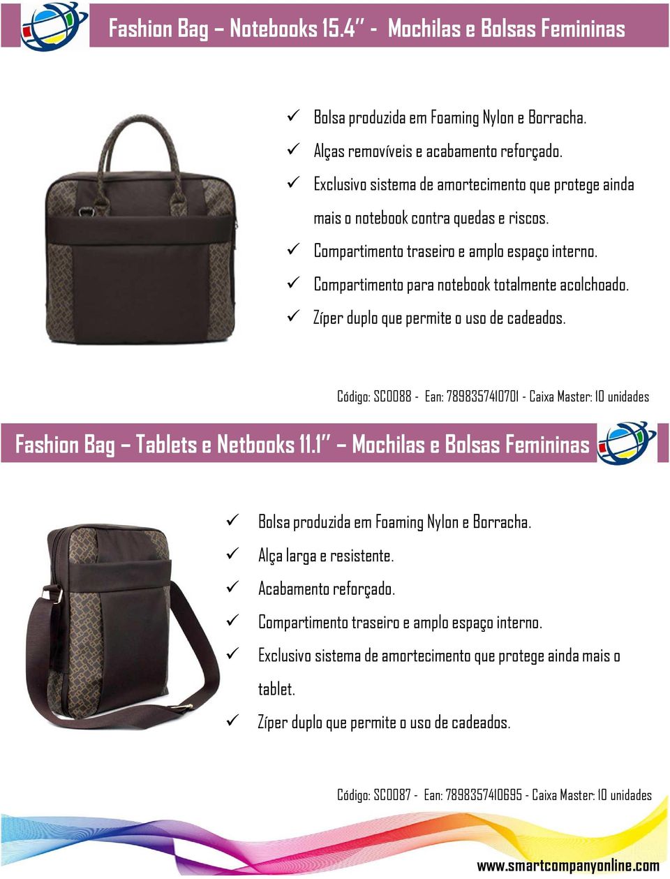 Zíper duplo que permite o uso de cadeados. Código: SC0088 - Ean: 7898357410701 - Caixa Master: 10 unidades Fashion Bag Tabletse Netbooks11.