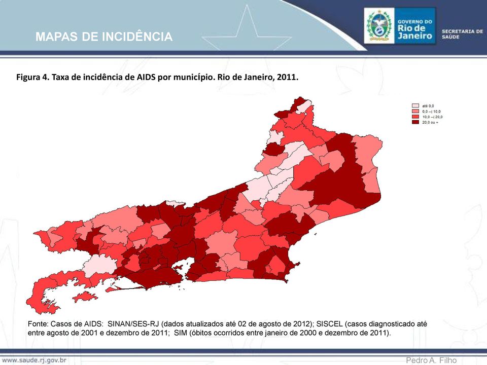 Fonte: Casos de AIDS: SINAN/SES-RJ (dados atualizados até 02 de agosto de