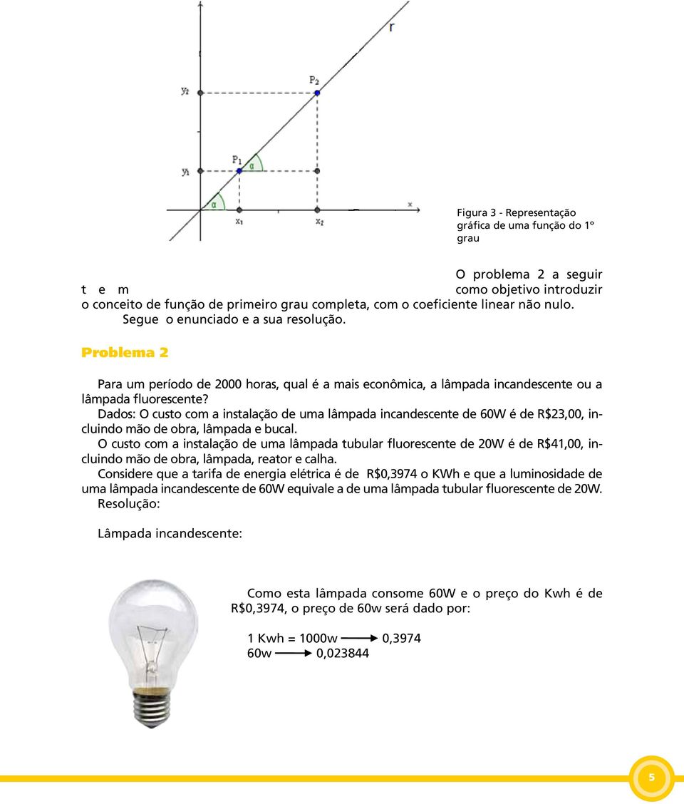 Dados: O custo com a instalação de uma lâmpada incandescente de 60W é de R$23,00, incluindo mão de obra, lâmpada e bucal.