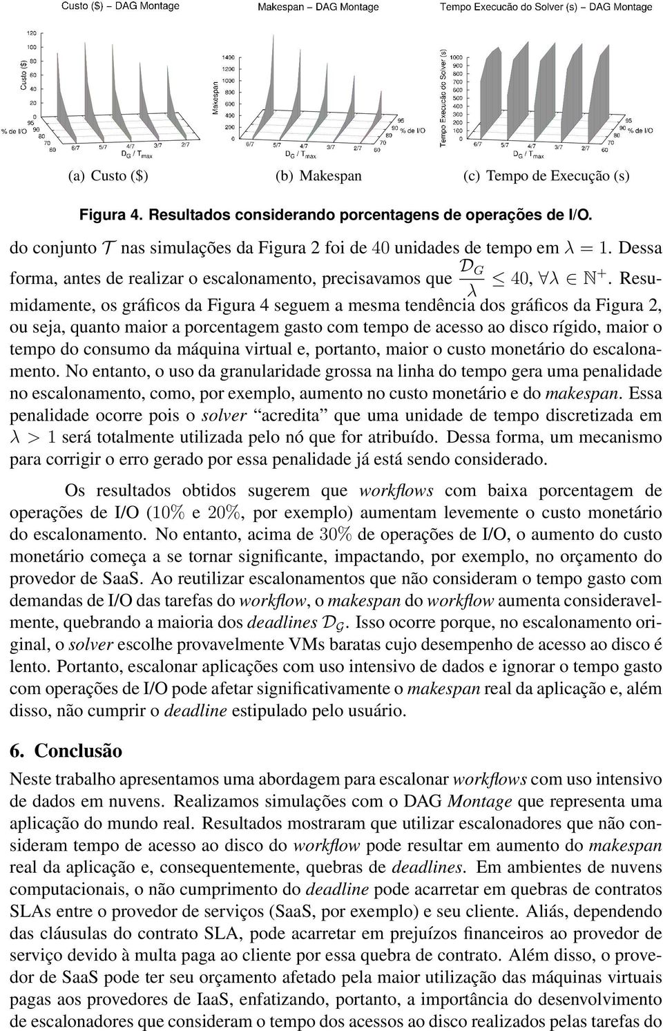 Resumidamente, os gráficos da Figura 4 seguem a mesma tendência dos gráficos da Figura 2, ou seja, quanto maior a porcentagem gasto com tempo de acesso ao disco rígido, maior o tempo do consumo da