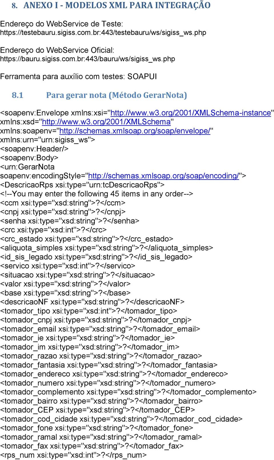 xmlsoap.org/soap/envelope/" xmlns:urn="urn:sigiss_ws"> <soapenv:header/> <soapenv:body> <urn:gerarnota soapenv:encodingstyle="http://schemas.xmlsoap.org/soap/encoding/"> <DescricaoRps xsi:type="urn:tcdescricaorps"> <!