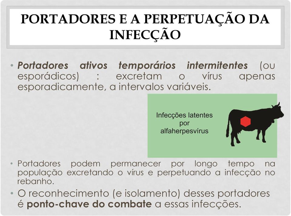 Portadores podem permanecer por longo tempo na população excretando o vírus e perpetuando a