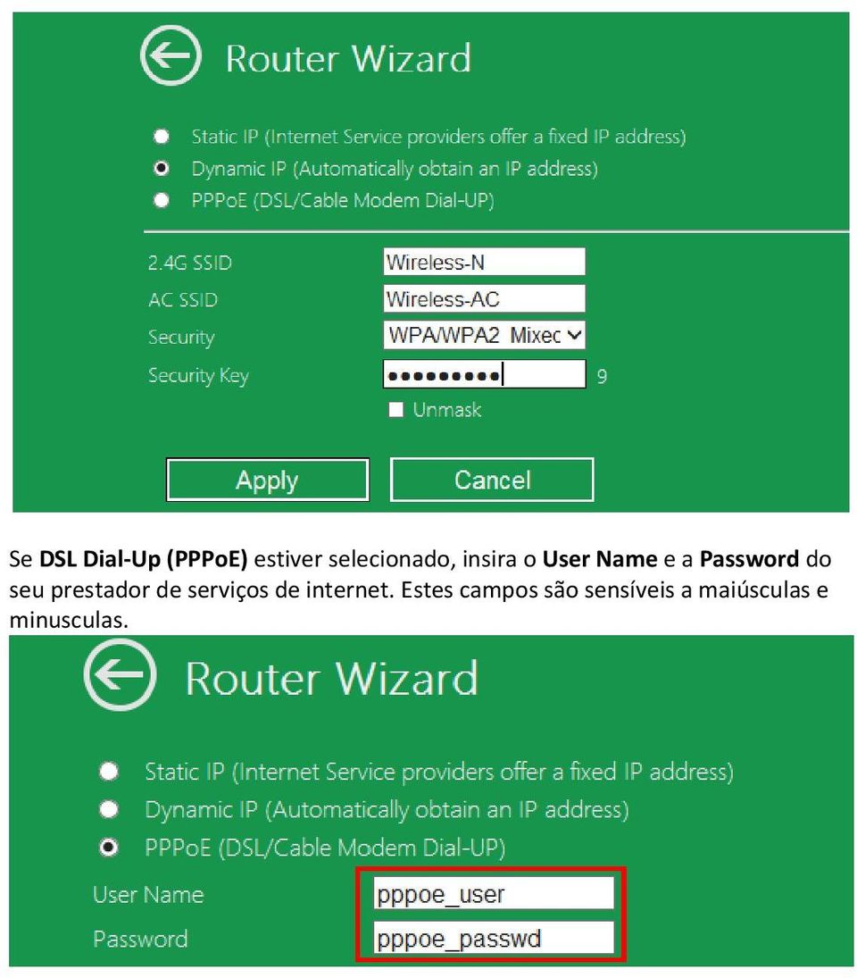 Password do seu prestador de serviços de