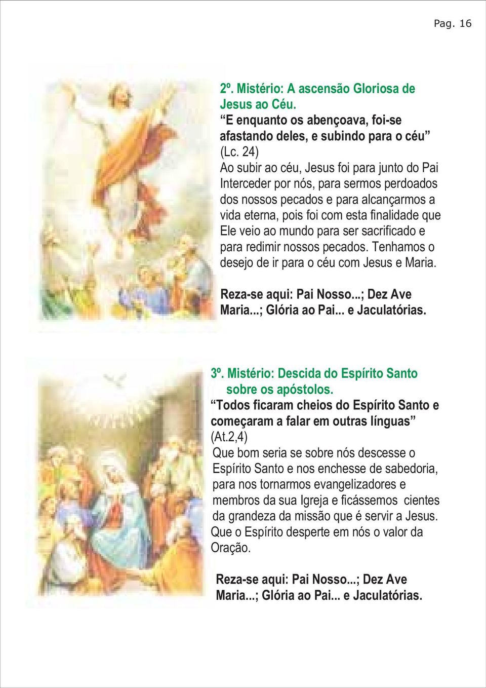 ser sacrificado e para redimir nossos pecados. Tenhamos o desejo de ir para o céu com Jesus e Maria. Reza-se aqui: Pai Nosso...; Dez Ave Maria...; Glória ao Pai... e Jaculatórias. 3º.