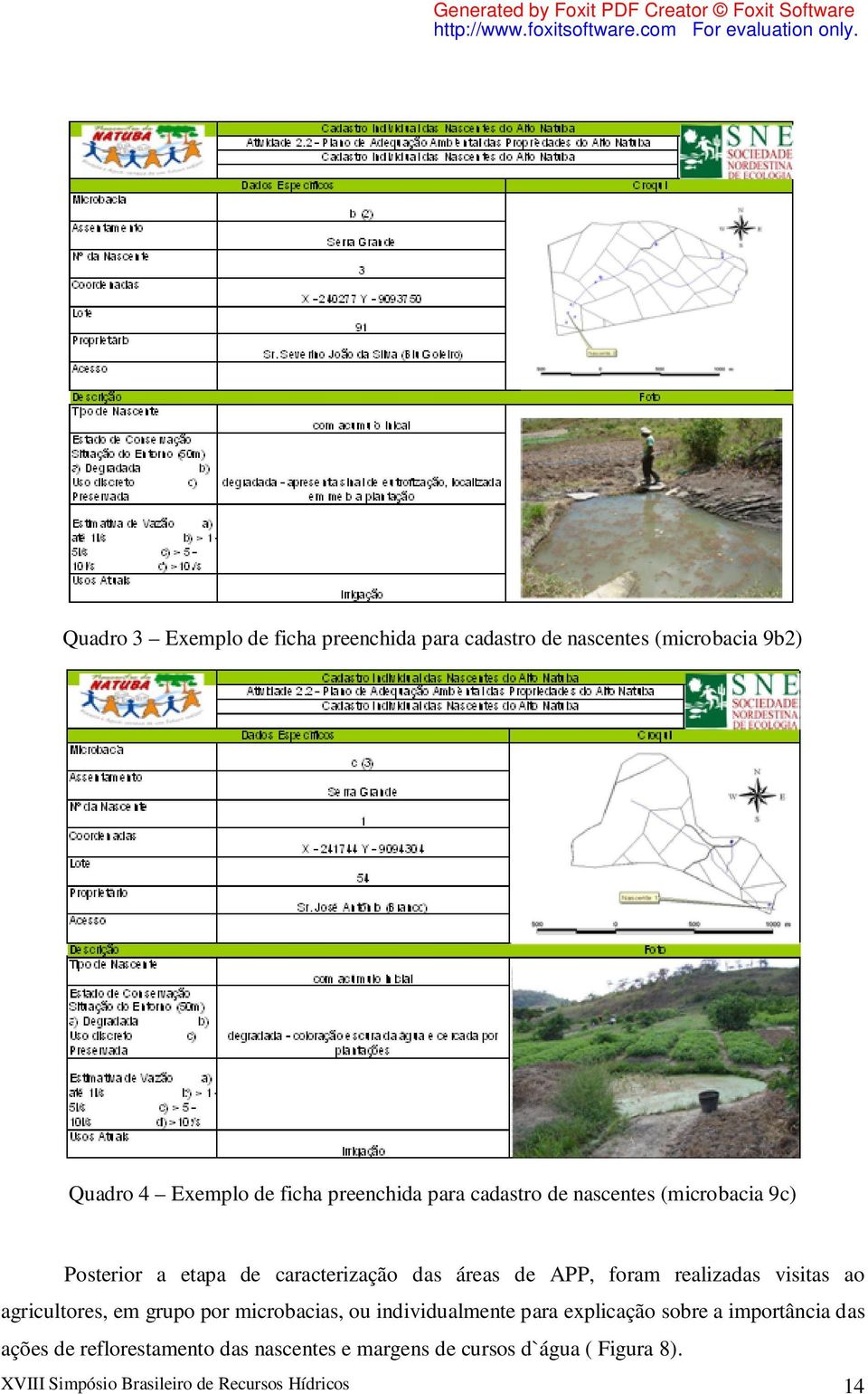 visitas ao agricultores, em grupo por microbacias, ou individualmente para explicação sobre a importância das ações