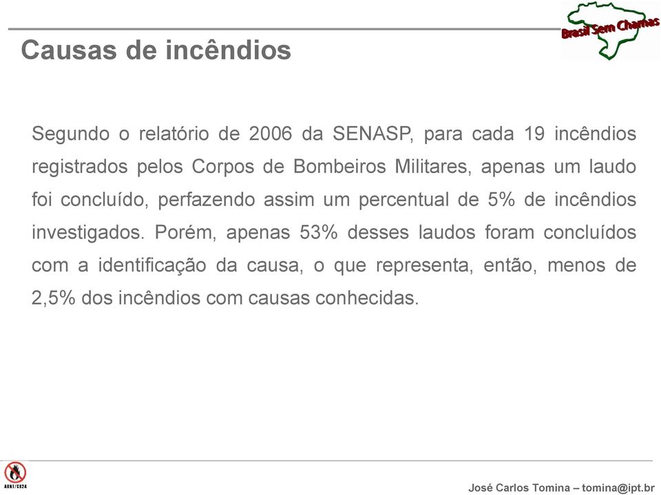 percentual de 5% de incêndios investigados.