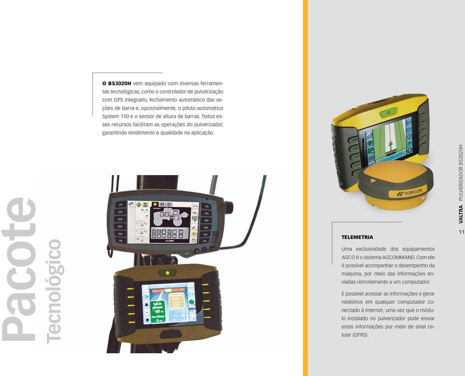 Pacote Tecnológico TELEMETRIA Uma exclusividade dos equipamentos AGCO é o sistema AGCOMMAND.