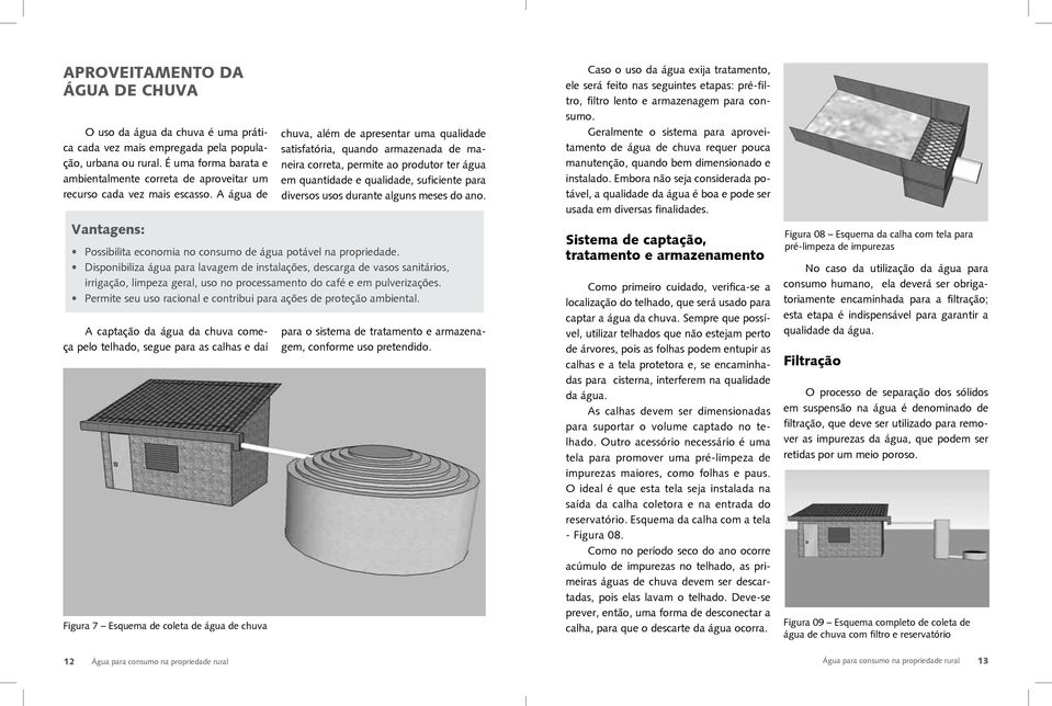 Disponibiliza água para lavagem de instalações, descarga de vasos sanitários, irrigação, limpeza geral, uso no processamento do café e em pulverizações.