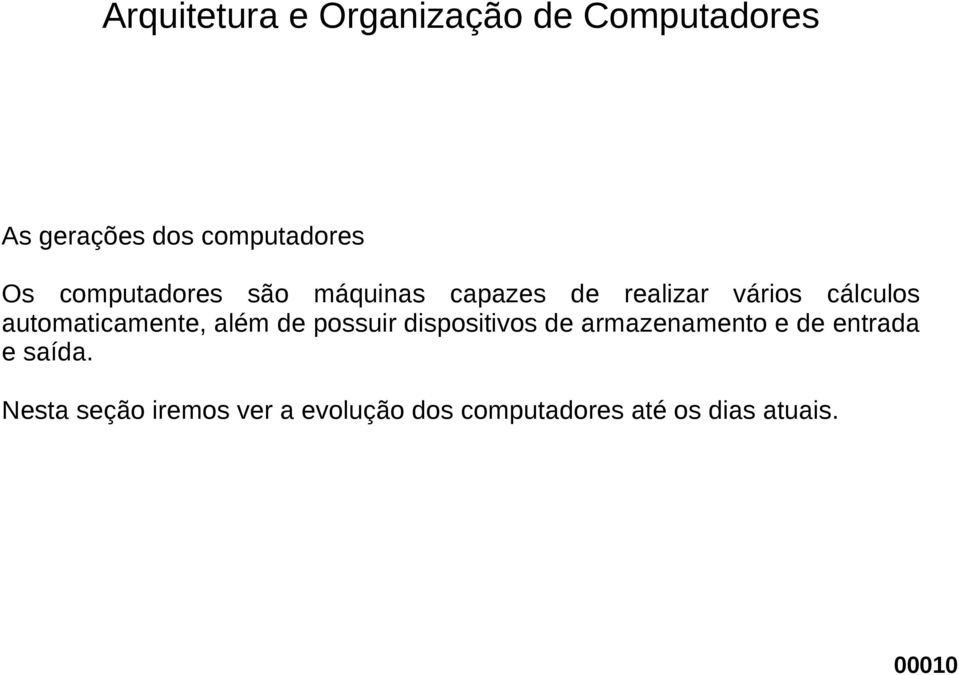 possuir dispositivos de armazenamento e de entrada e saída.