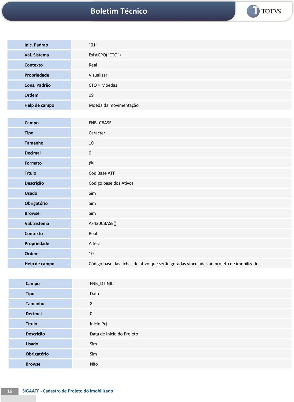 Cod Base ATF Código base dos Ativos AF430CBASE() Ordem 10 Código base das fichas de