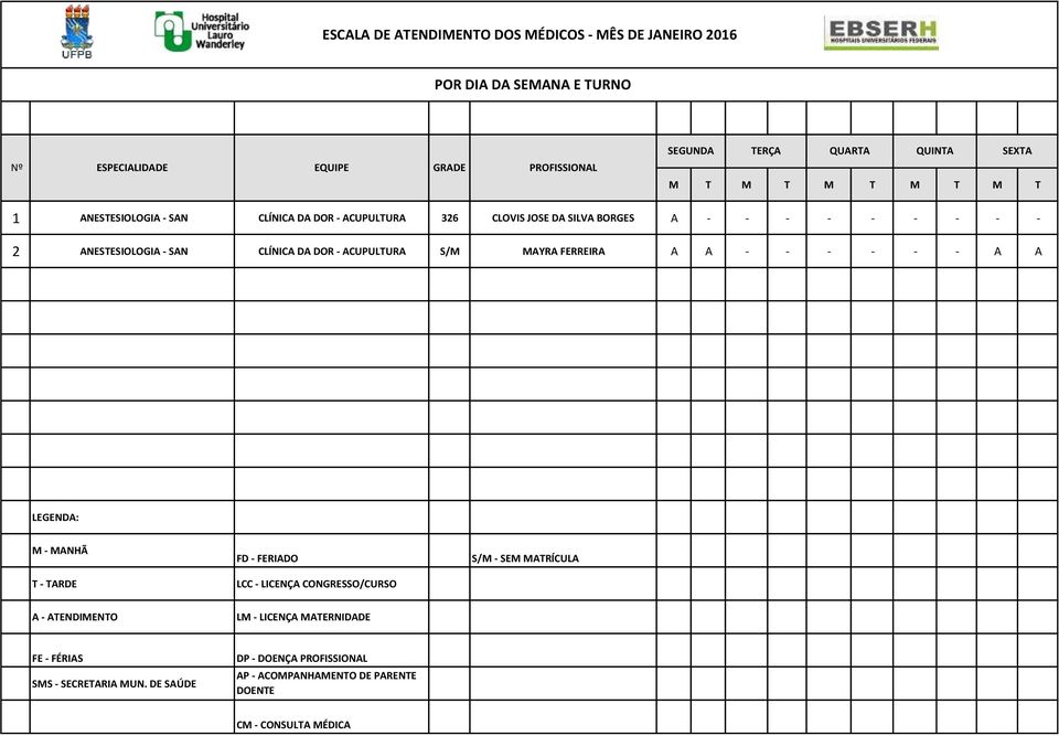 ANESTESIOLOGIA - SAN CLÍNICA DA DOR - ACUPULTURA S/M MAYRA FERREIRA A A - - - - - - A A LCC