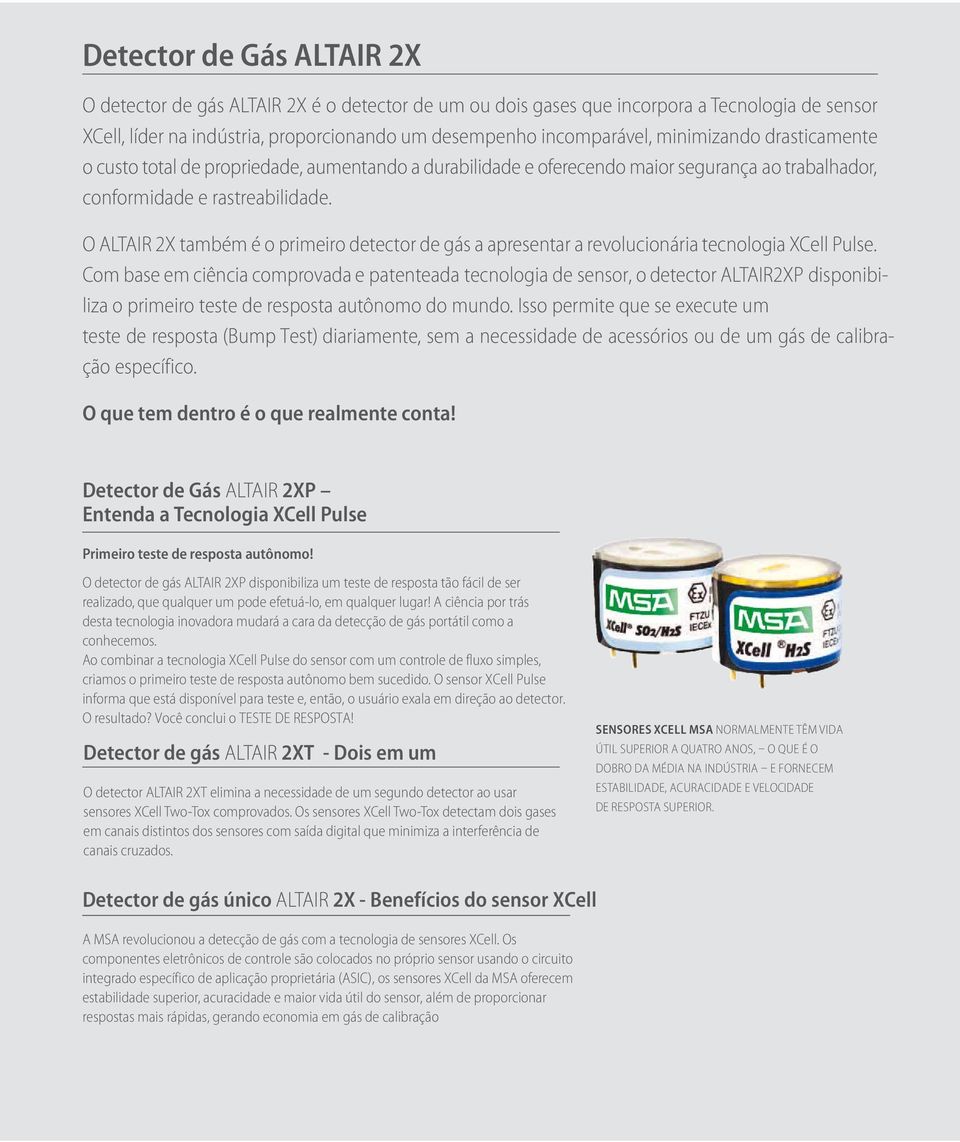 O ALTAIR 2X também é o primeiro detector de gás a apresentar a revolucionária tecnologia XCell Pulse.