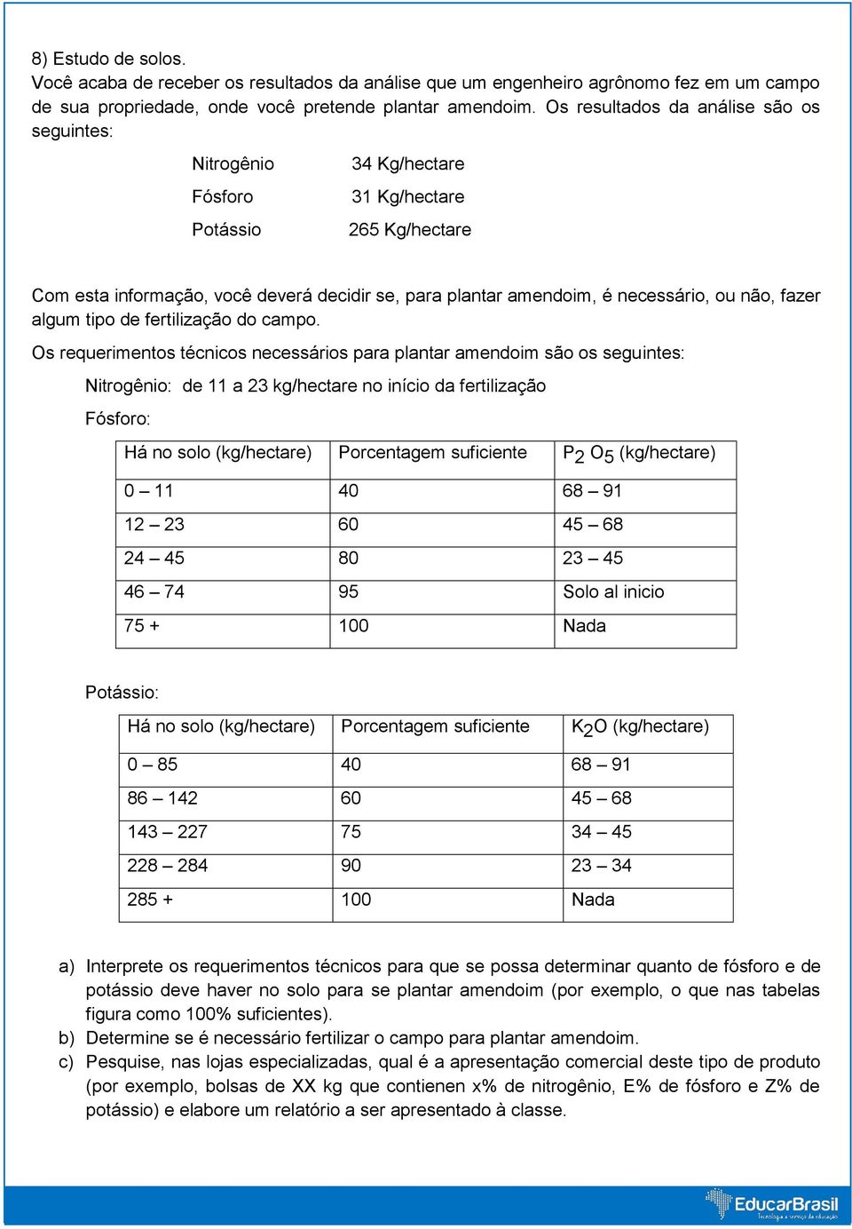 não, fazer algum tipo de fertilização do campo.