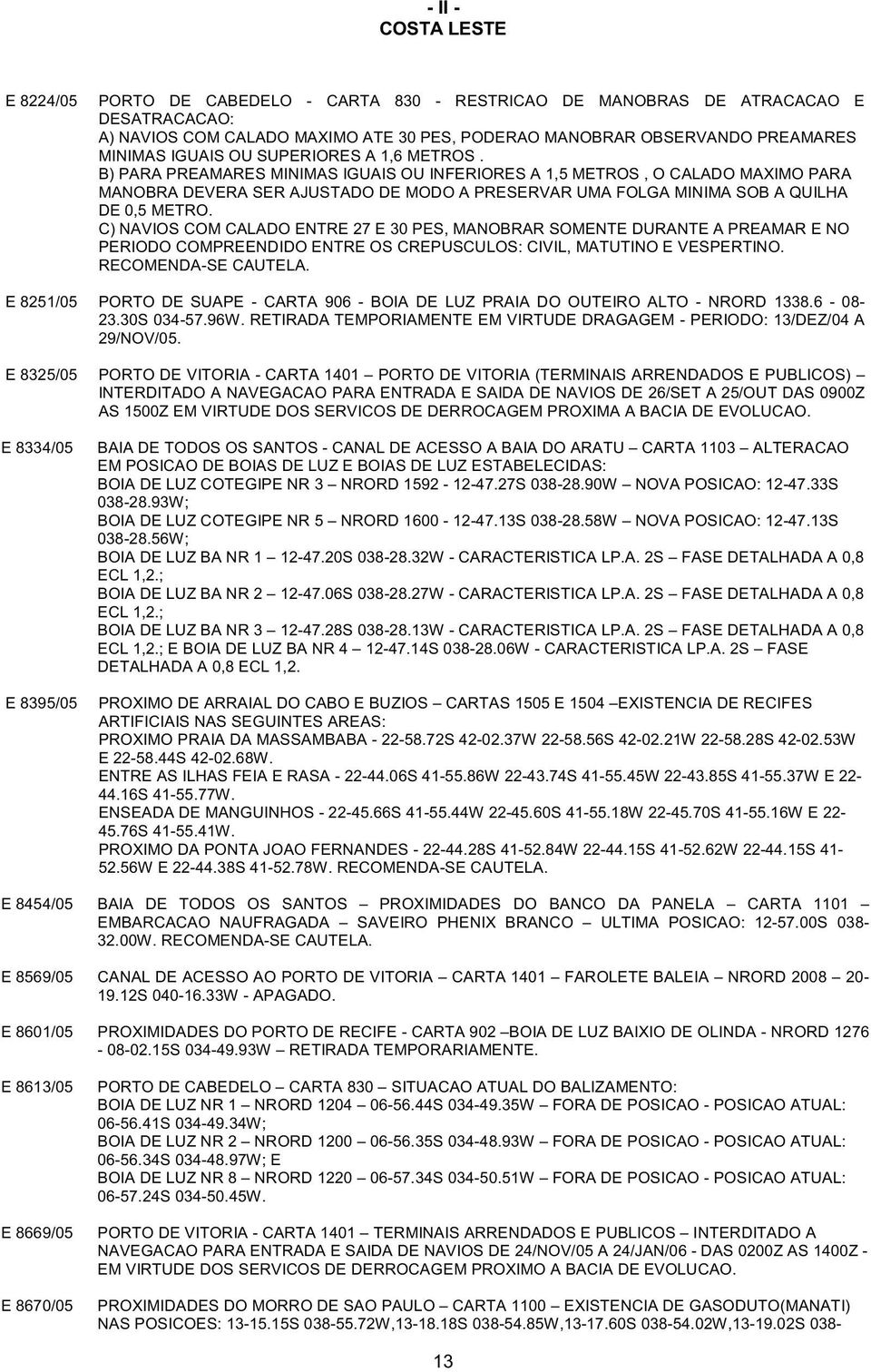 B) PARA PREAMARES MINIMAS IGUAIS OU INFERIORES A 1,5 METROS, O CALADO MAXIMO PARA MANOBRA DEVERA SER AJUSTADO DE MODO A PRESERVAR UMA FOLGA MINIMA SOB A QUILHA DE 0,5 METRO.